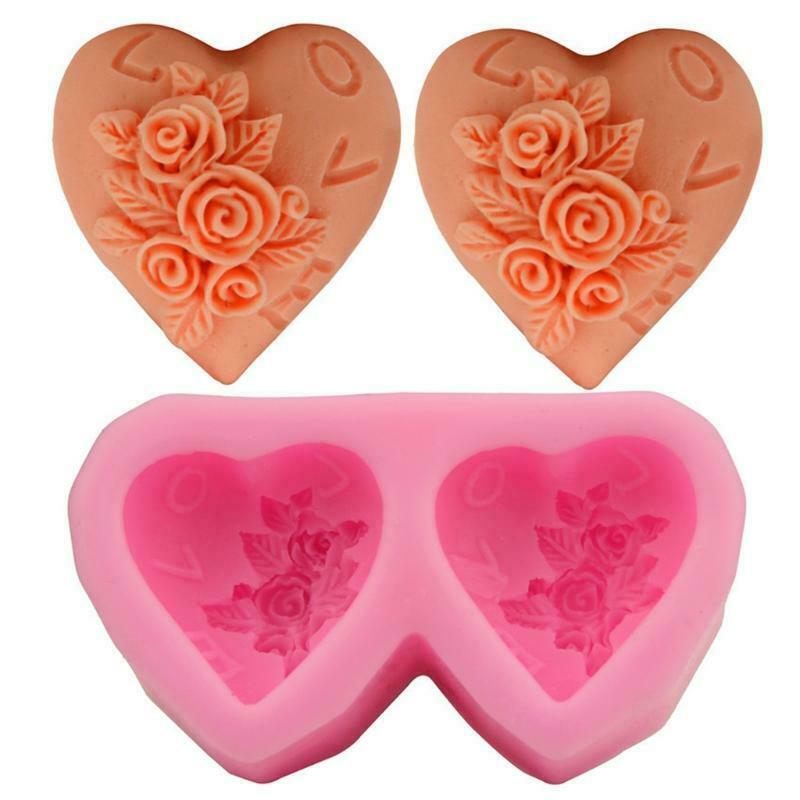 Valentine's Day Rose Heart Decoration Silicone Soap Mould Craft Handmde Soap Mol