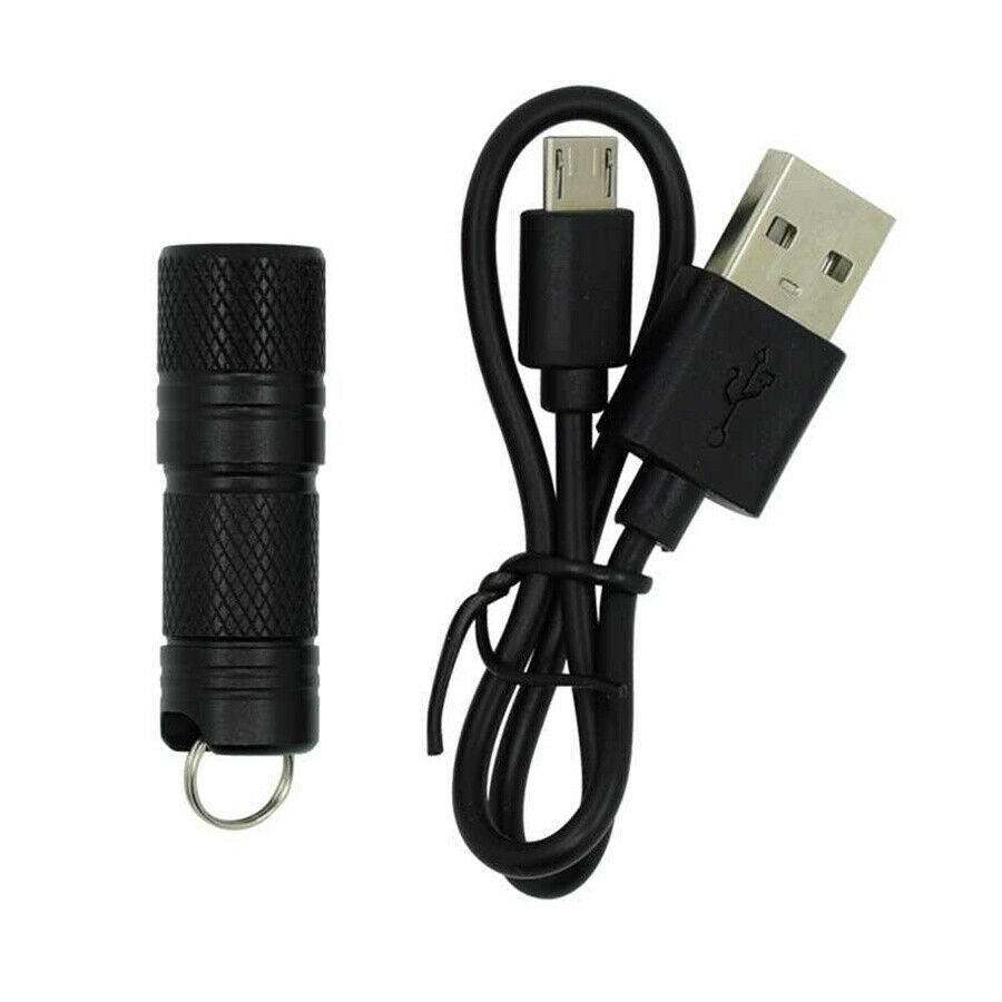 1Pcs Portable Mini Flashlight USB White LED Light Keychain Torch + 10180 Battery