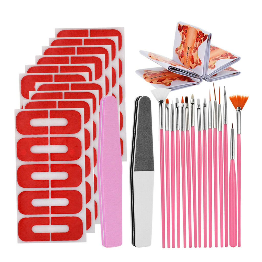 DIY Acrylic UV Gel Nail Extension Kit Nail Forms Brushes Manicure Set Orange