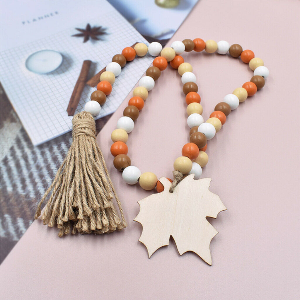 Halloween Wood Bead Garland Set Wooden Prayer Beads Farmhouse Hanging Decor