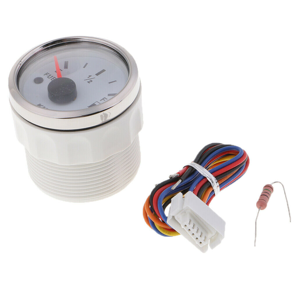 White 52mm Marine Boat Digital Fuel Level Meter Gauge With Fuel Sensor Kit