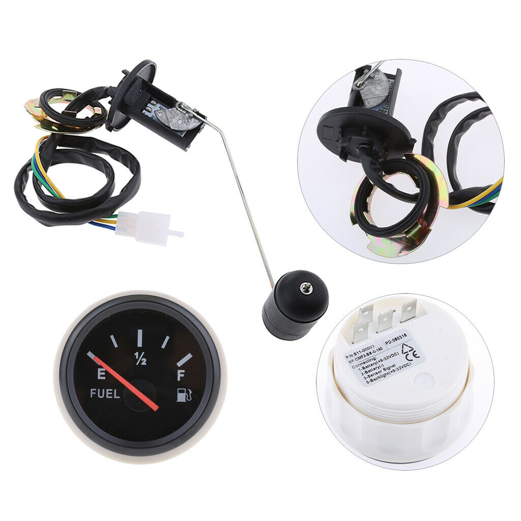 Truck Marine 2" Fuel Level Gauge with Sensor 12V E-1/2- F Pointer Range