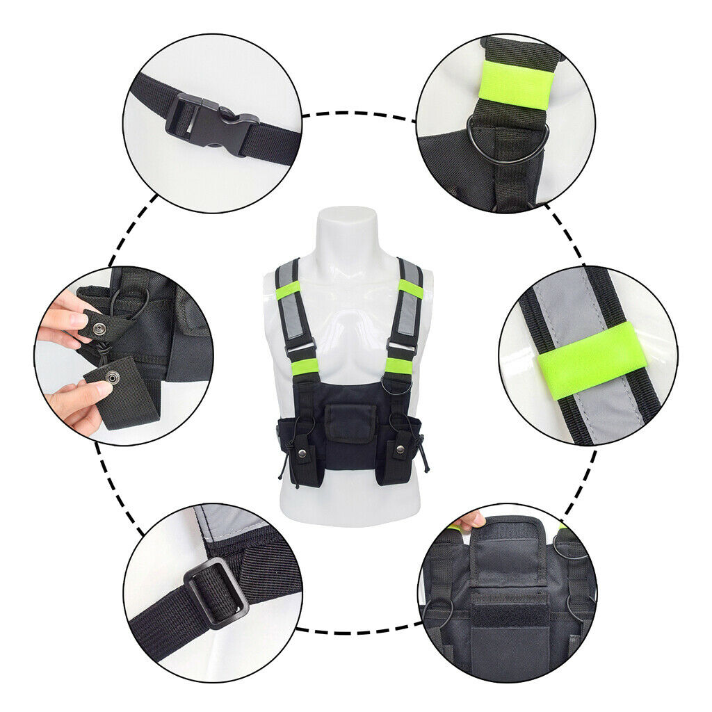 Radio Chest Harness Chest Front Pack Pouch Holster Vest Rig for 2 Way Radios