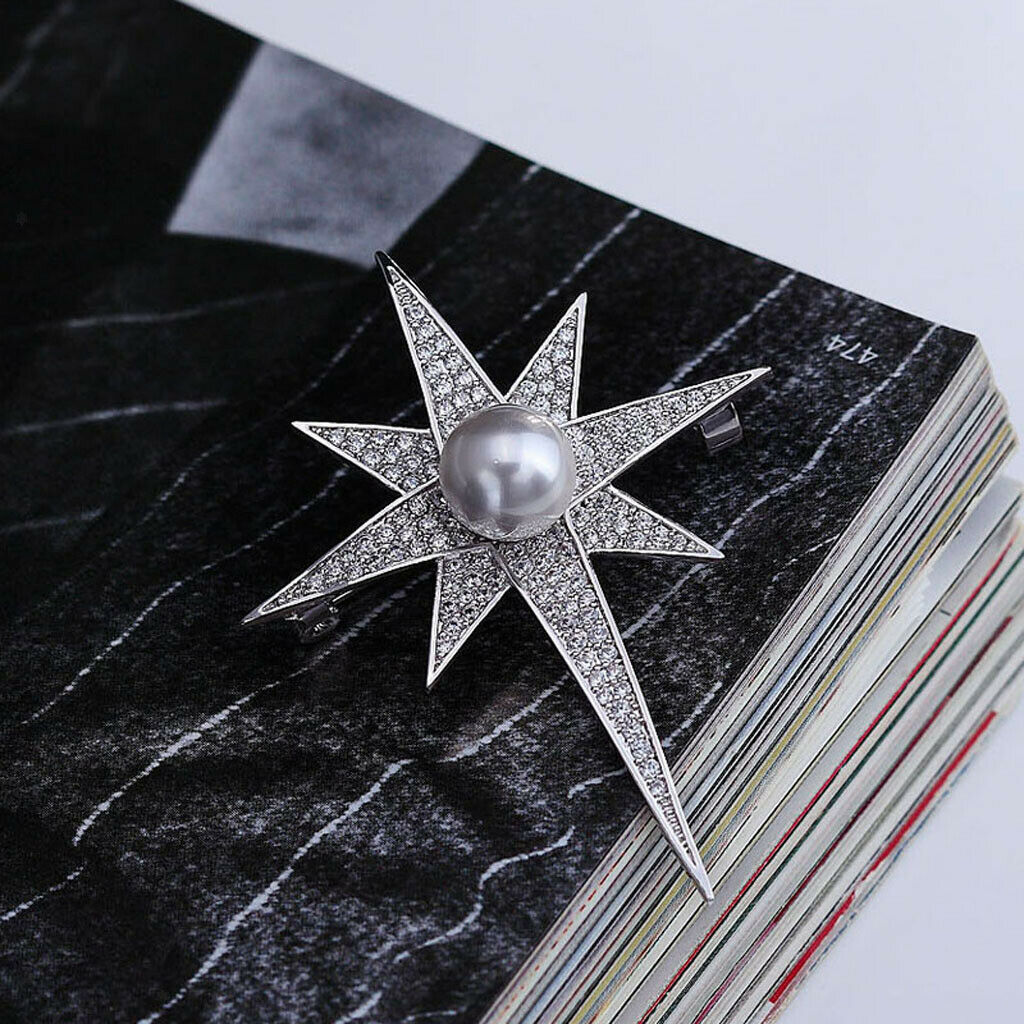 Elegant star style crystal stones brooch wedding jewelry gift -