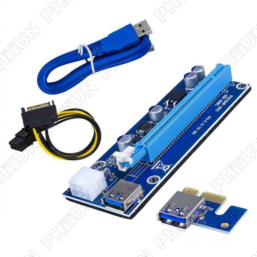 10x PCI-E 16X Riser Board 1X Adapter Card w/ SATA & USB Cable For BTC ETH Mining