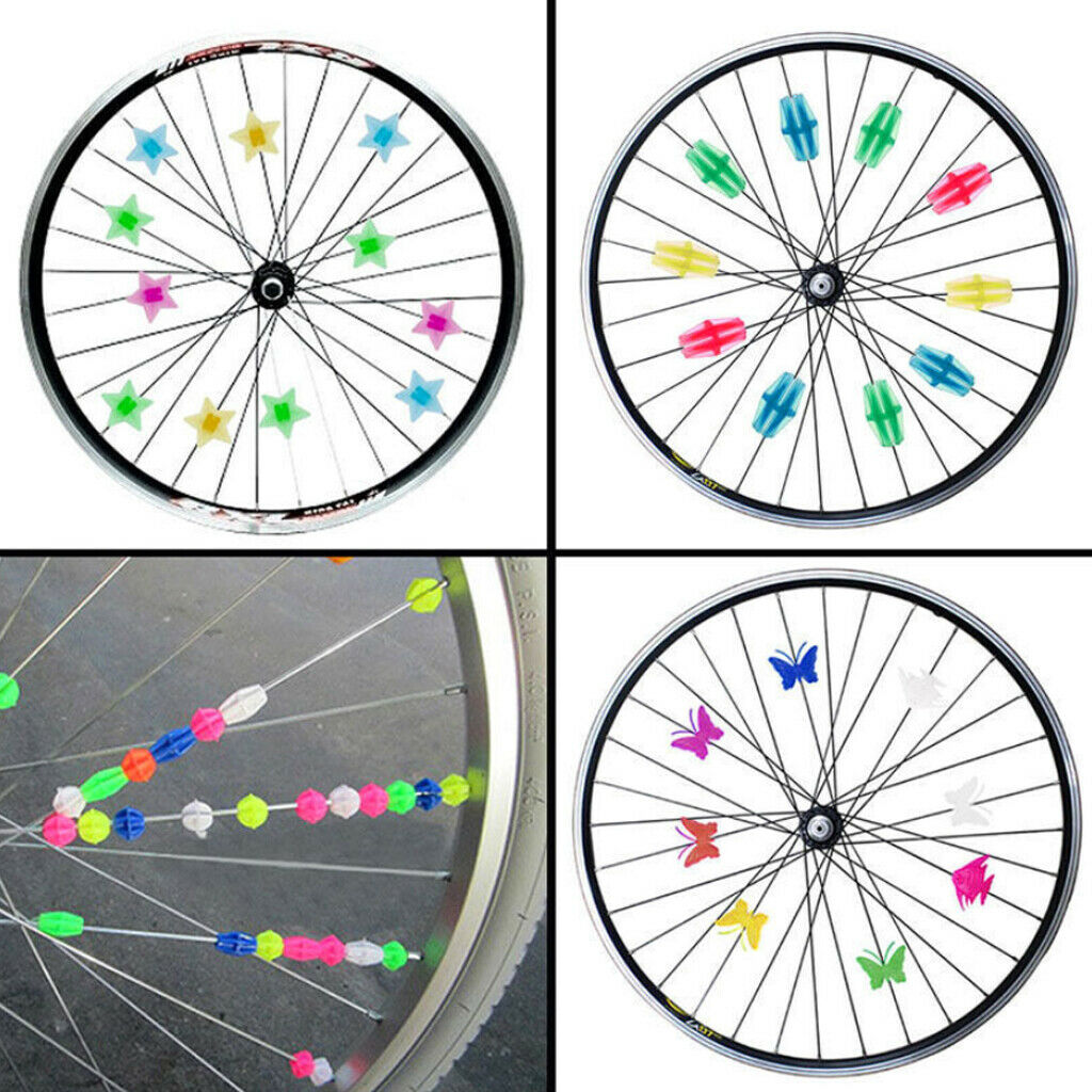 36pc Colorful Bike Spoke Beads  Wheel Stars Spoke Bead Decor