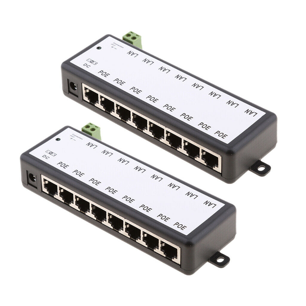 2pieces 8 POE Ports Switch Power Supply Module For Wireless Security Monitoring