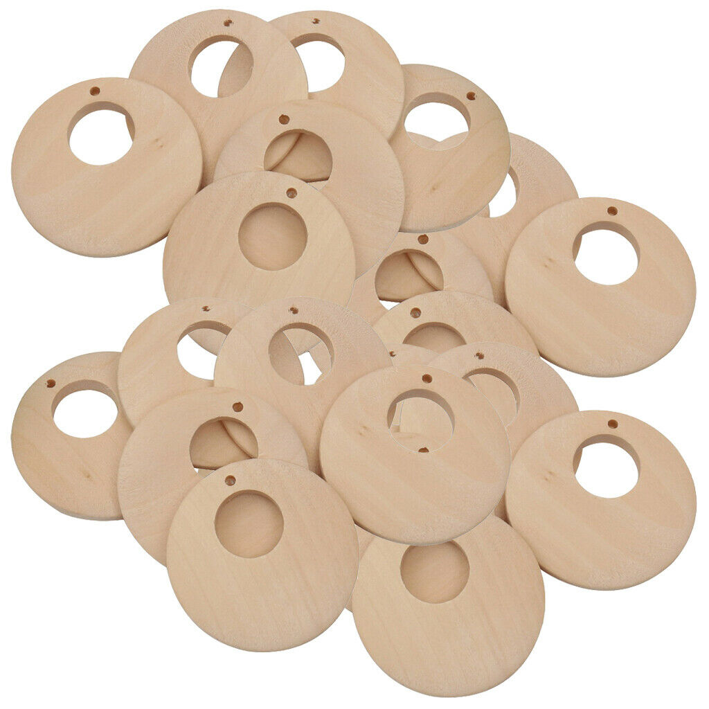 50pcs Wood Pendants DIY Wooden Teether Jewellery Findings Teether Ring 40mm