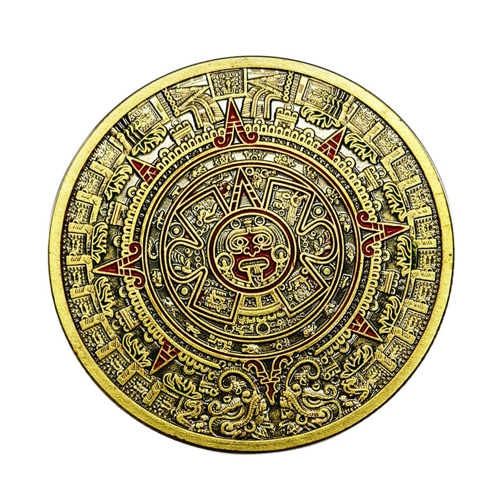 1pc Mayan Bronze Coin Mayan Pyramid Commemorative Medallion Art Collection