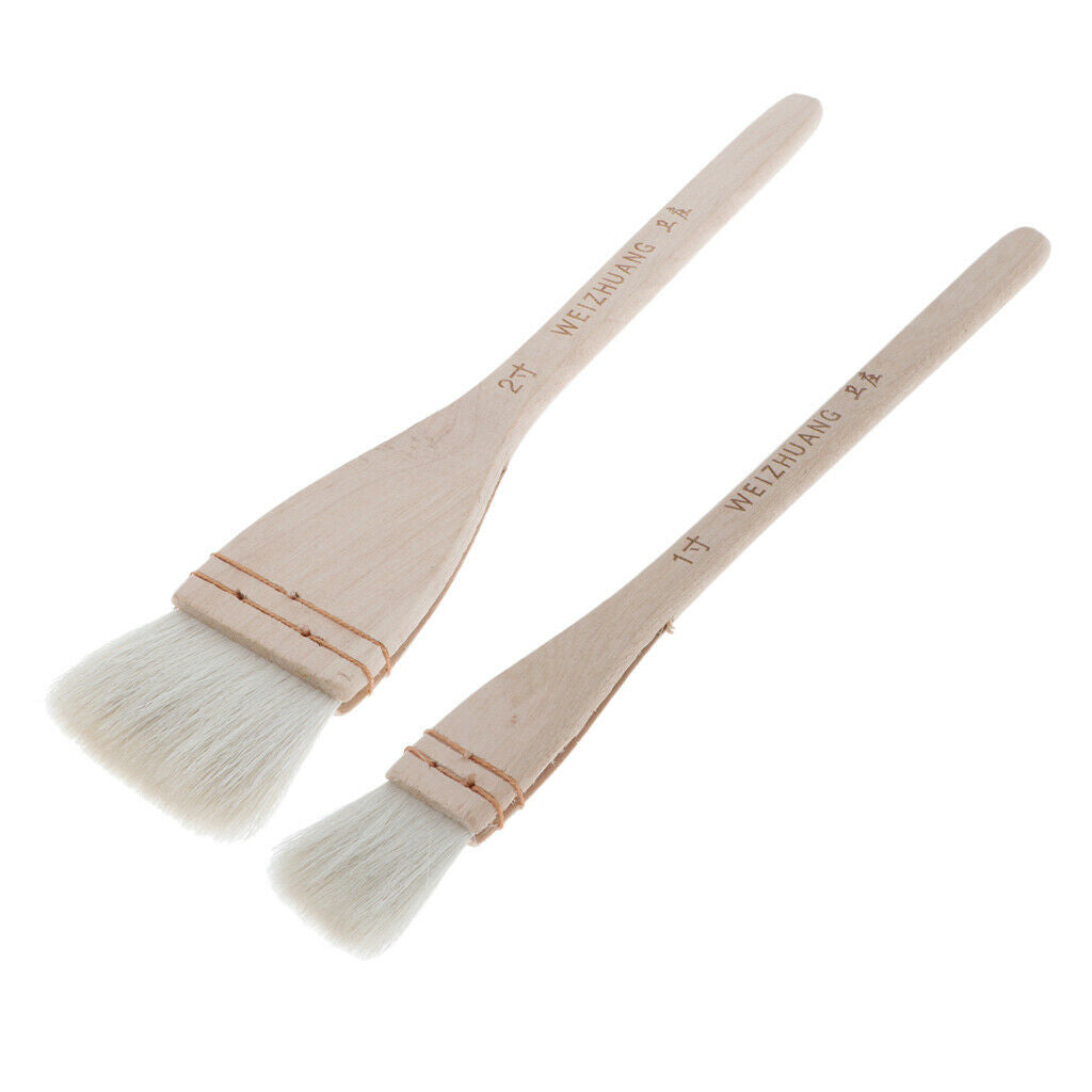 2x Mixed Professional Art Brushes Flat Pointed Brushes Wall Painting 2 Sizes