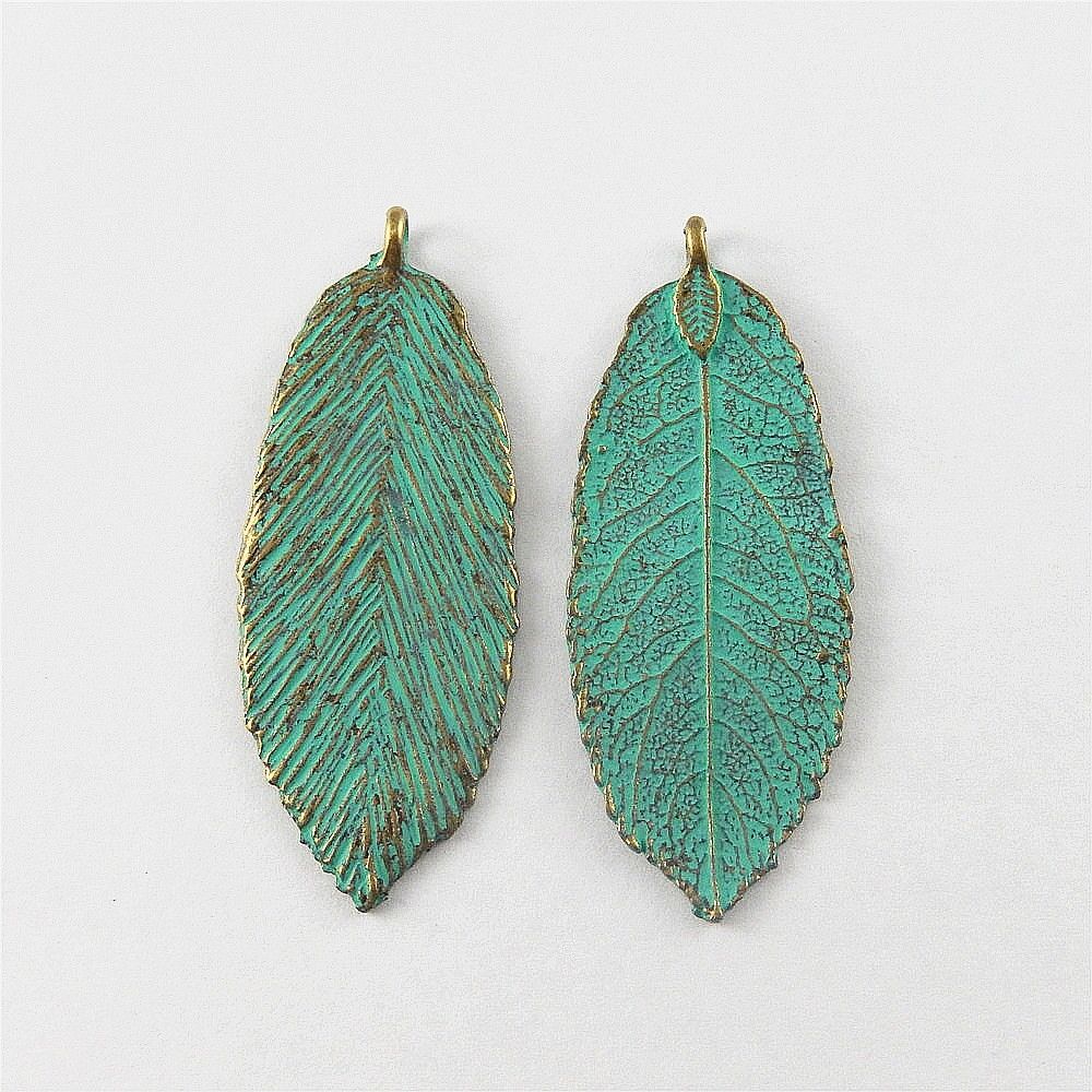 20pcs Antiqued Bronze Alloy Leaves Shape Pendant Charms Jewelry Accessory Crafts