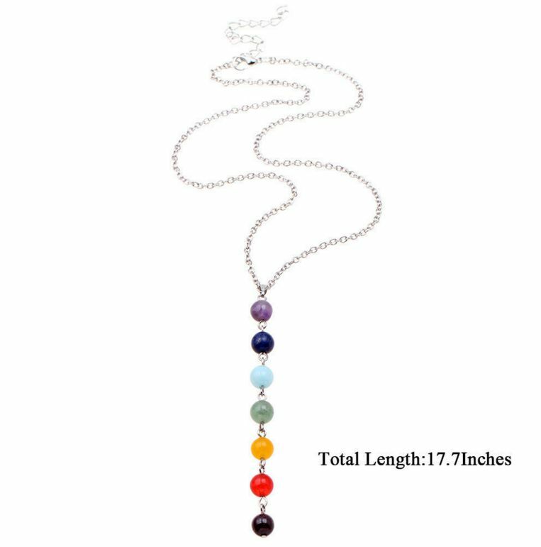 7 Chakra Crystal Quartz Stone Beads Pendant Yoga Reiki Healing Necklace