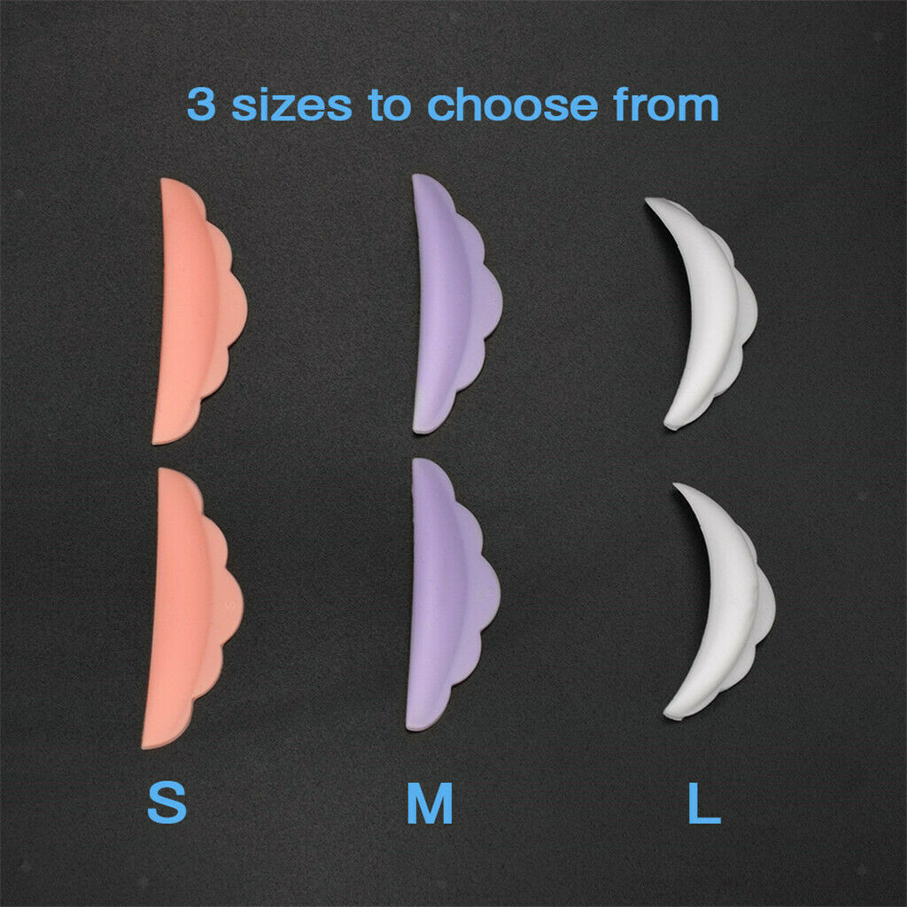 Set of 3 pairs, Professional Eyelashes Perming Curing Silicon Pads, Small Medium