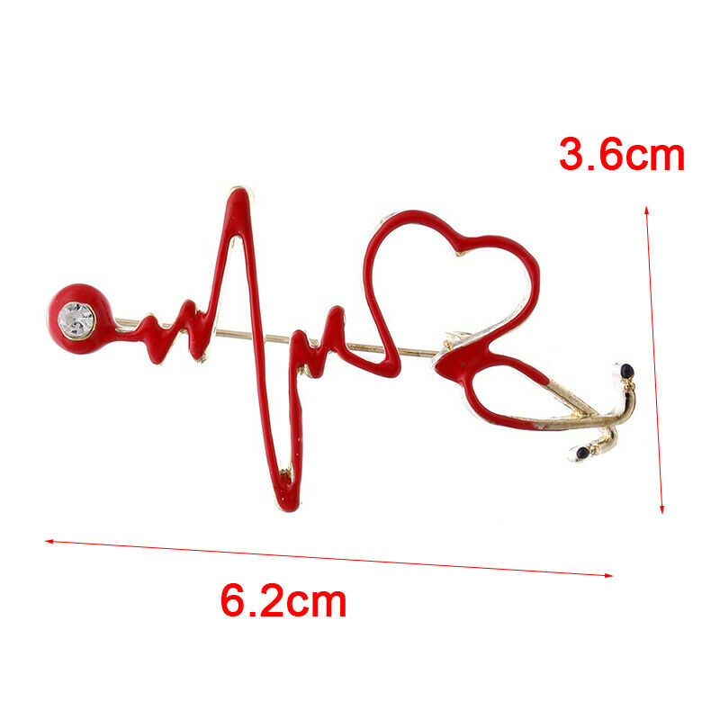 Enamel Love Heart Heartbeat Shape Brooch Collar Badge Pins Jewelry Access.l8