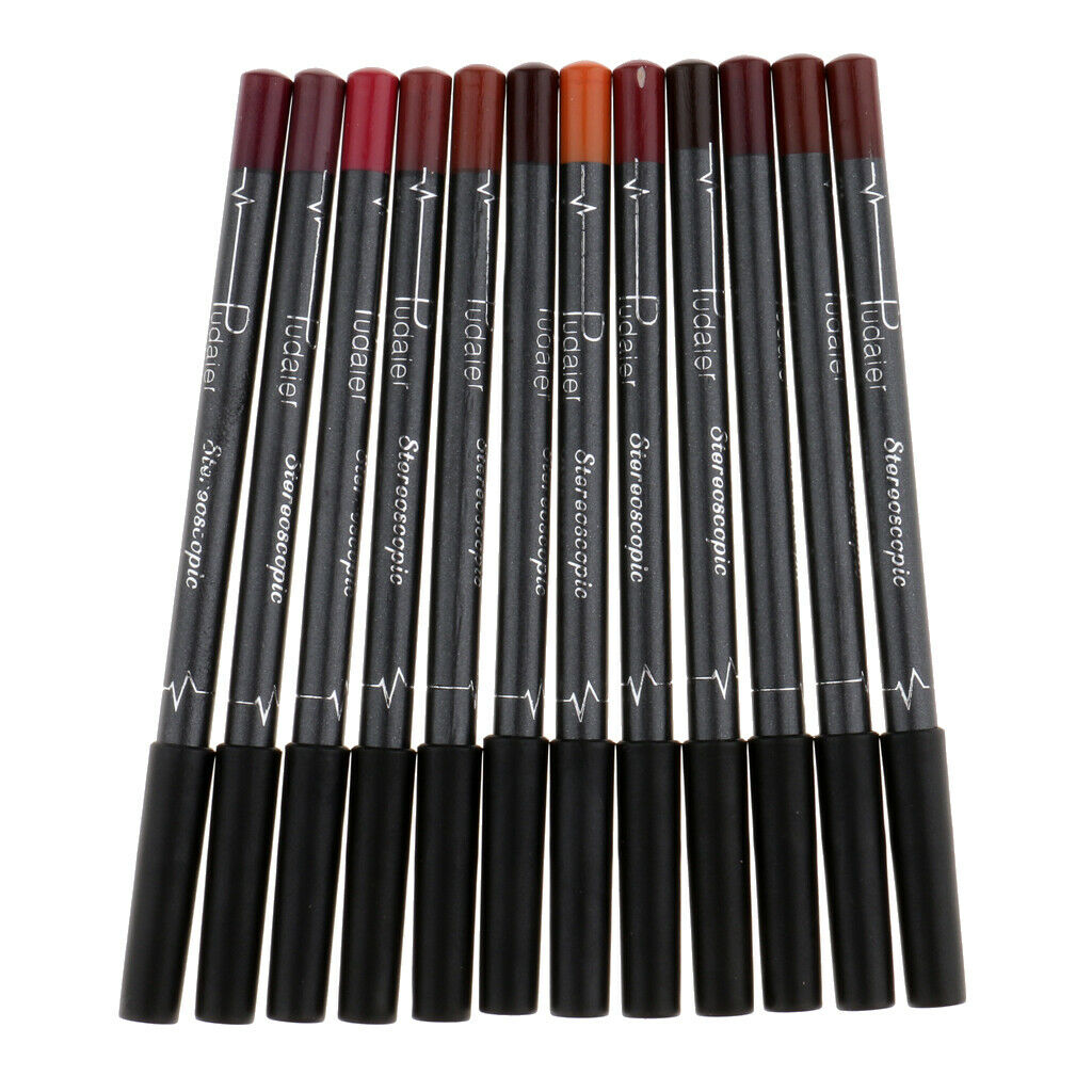 12 Colors Lip Pencils, Lip Pencils, Lip Liner with Lid, Long-lasting Matt