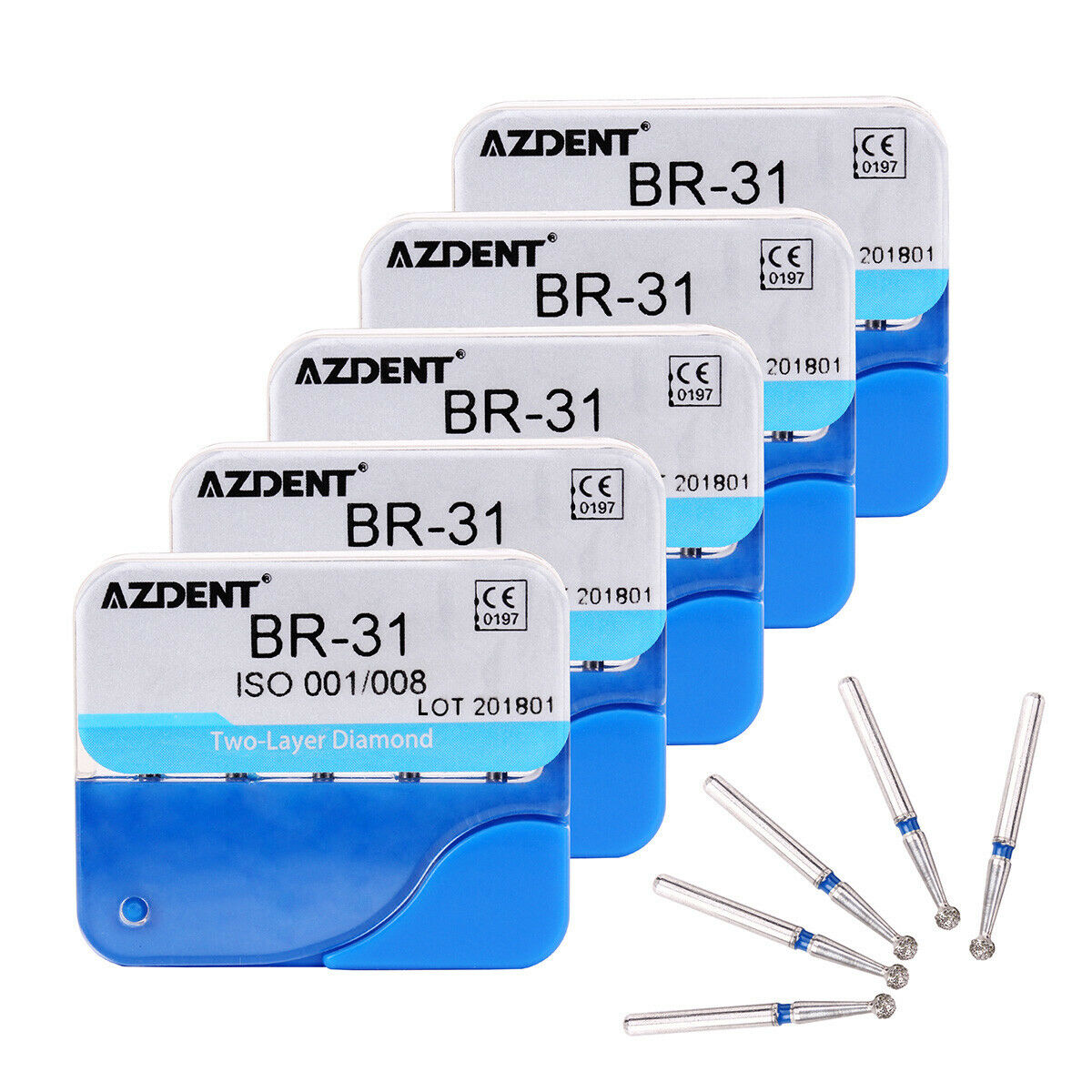50X Dental Double Tier Diamond Burs DFS Style High Speed Handpiece BR-31