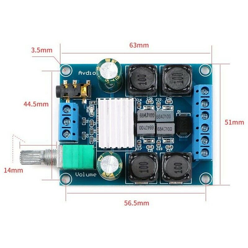 2Pcs Digital Amplifier Board,TPA3116D2 Two-Channel Stereo High Power Digital SF9