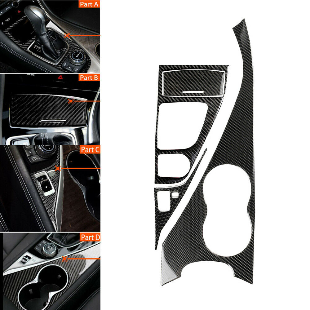 For Infiniti Q50 Q60 Console Water Cup Holder Gear Shift Panel Trim Carbon Fiber