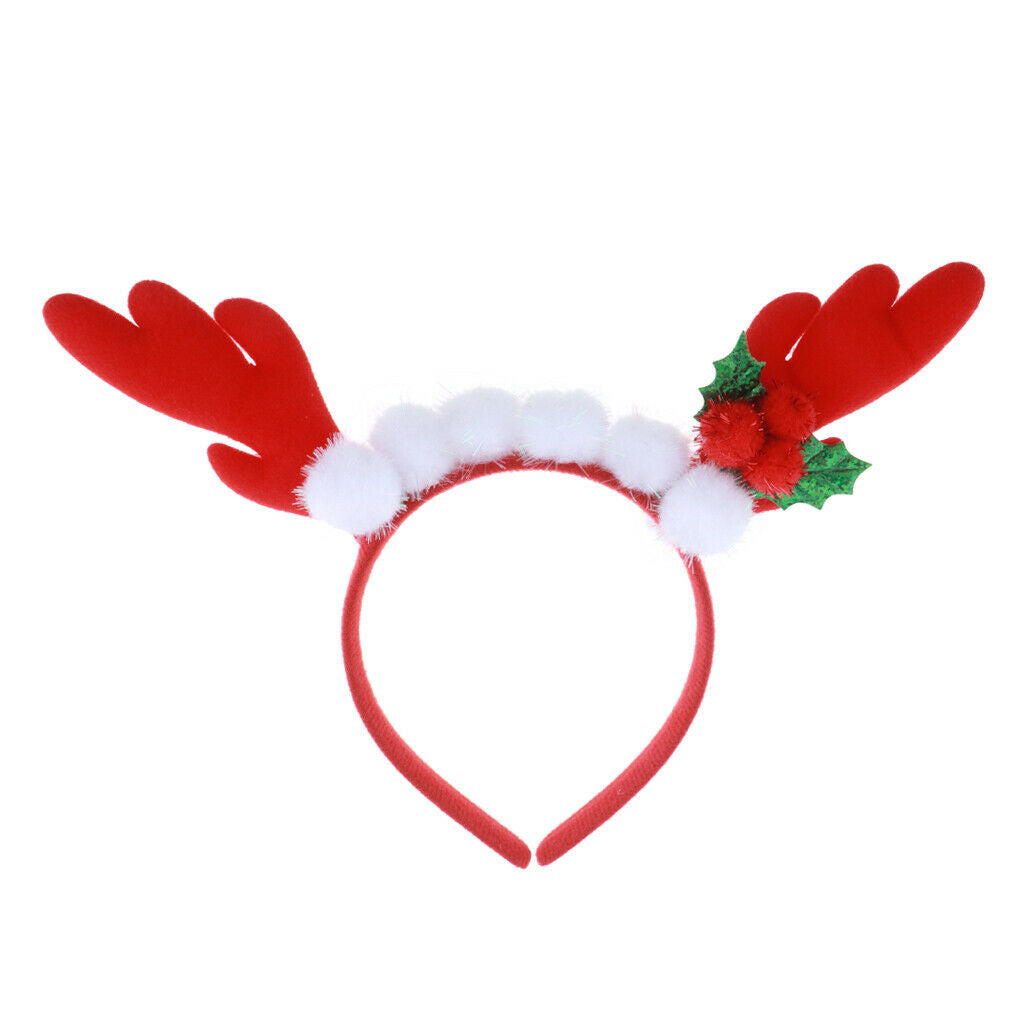 Christmas Headband Reindeer Antler Hair Hoop Christmas Costume Party Red