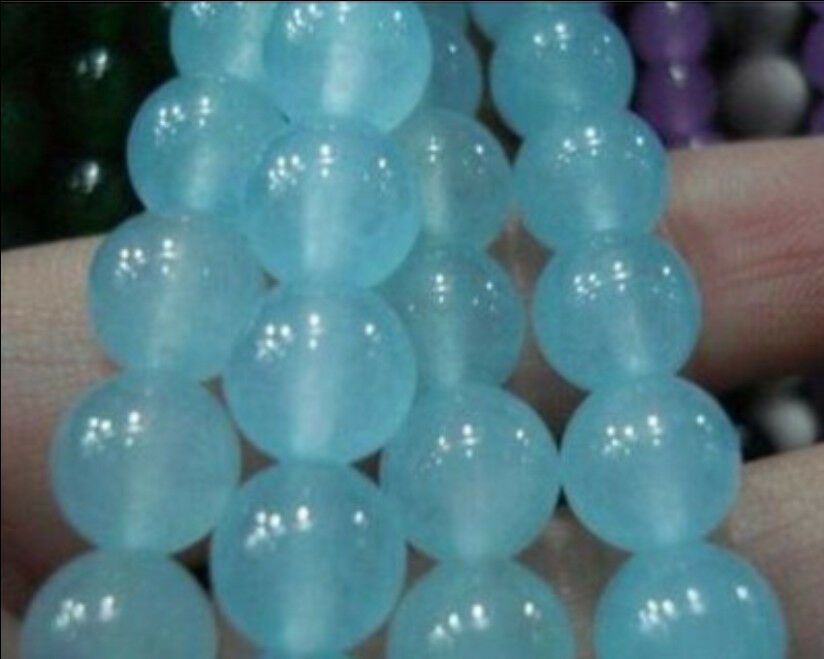 Wholesale 5 Strands 8mm Brazilian Aquamarine Gems Round Loose Bead 15"
