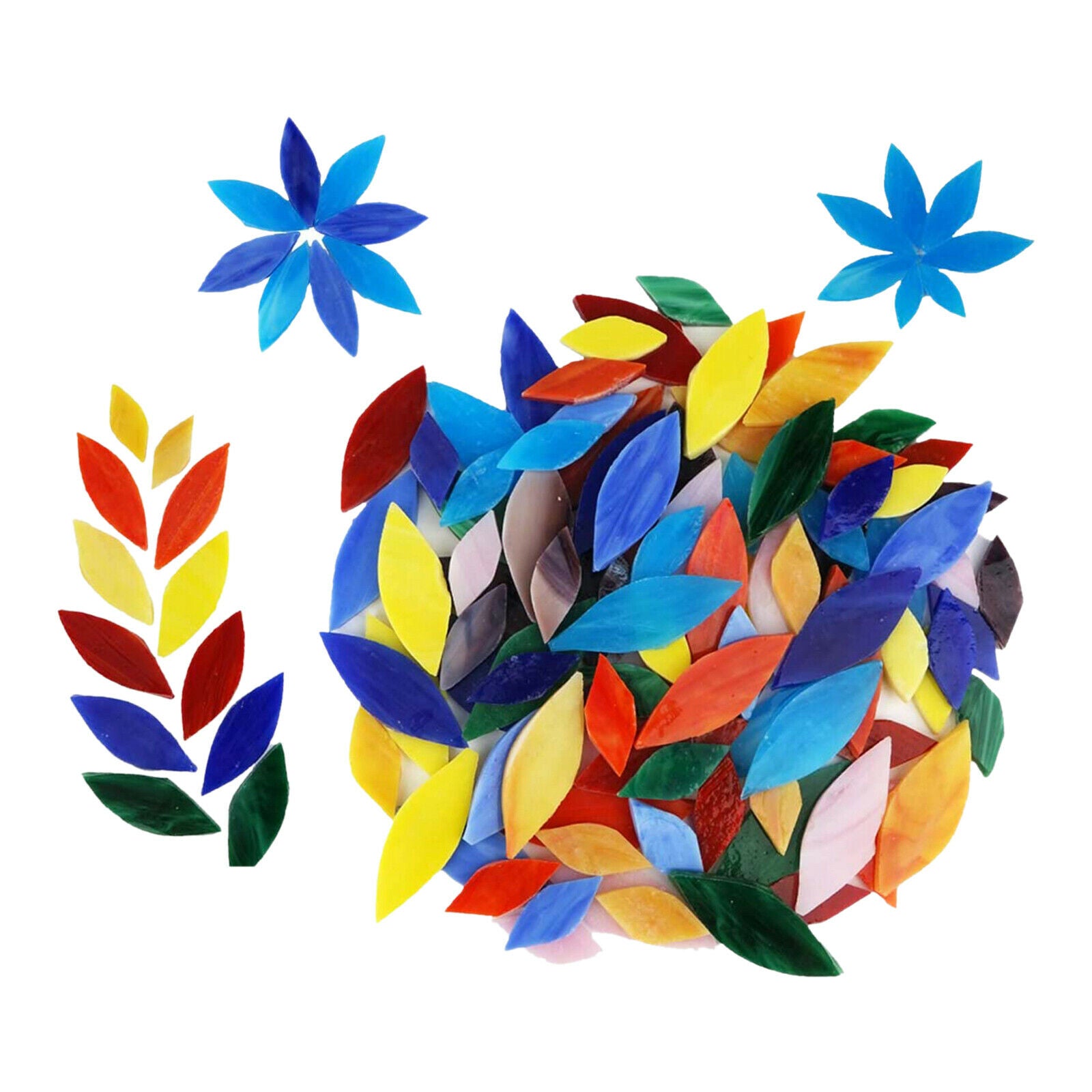 300 Pcs Assorted Colors Petal Mosaic Tiles Hand-Cut Stained Glass Pots