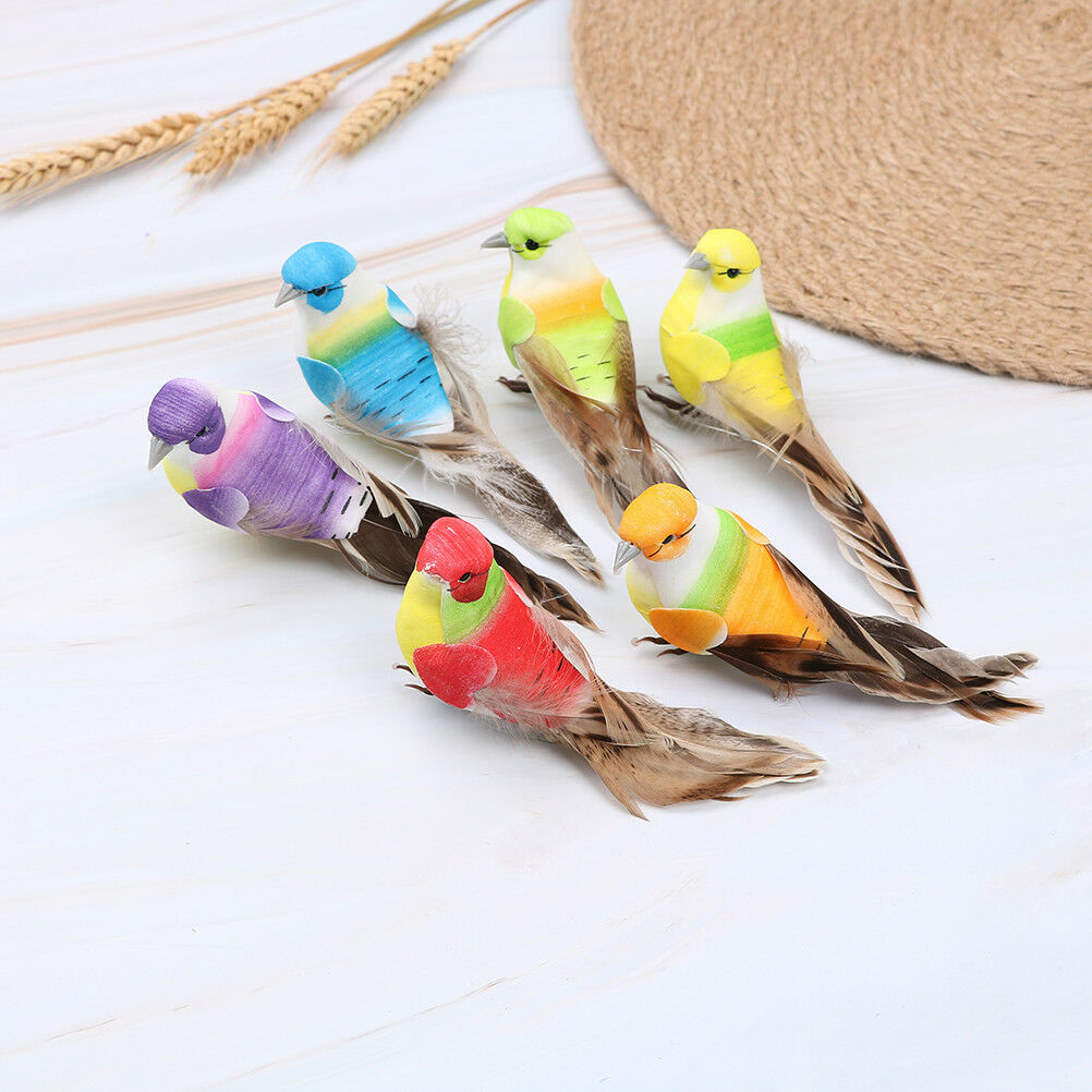 Artificial feather birds nest decorative mini swallows home garden ornamen.l8