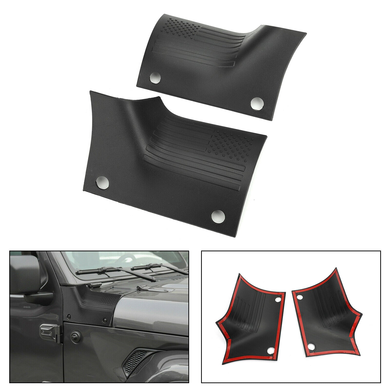 Flag Cowl Body Armor Outer Cowl Covers Corner Guards 18-19 FitsWrangler JL CN