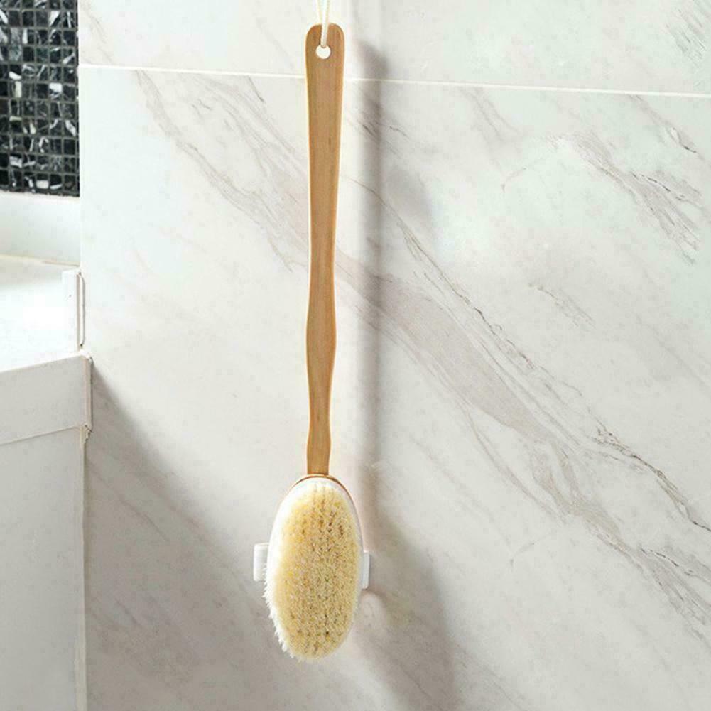 Natural Wooden Handle Bath Body Brush Back Scrubber Bristle Massager Shower P4E6