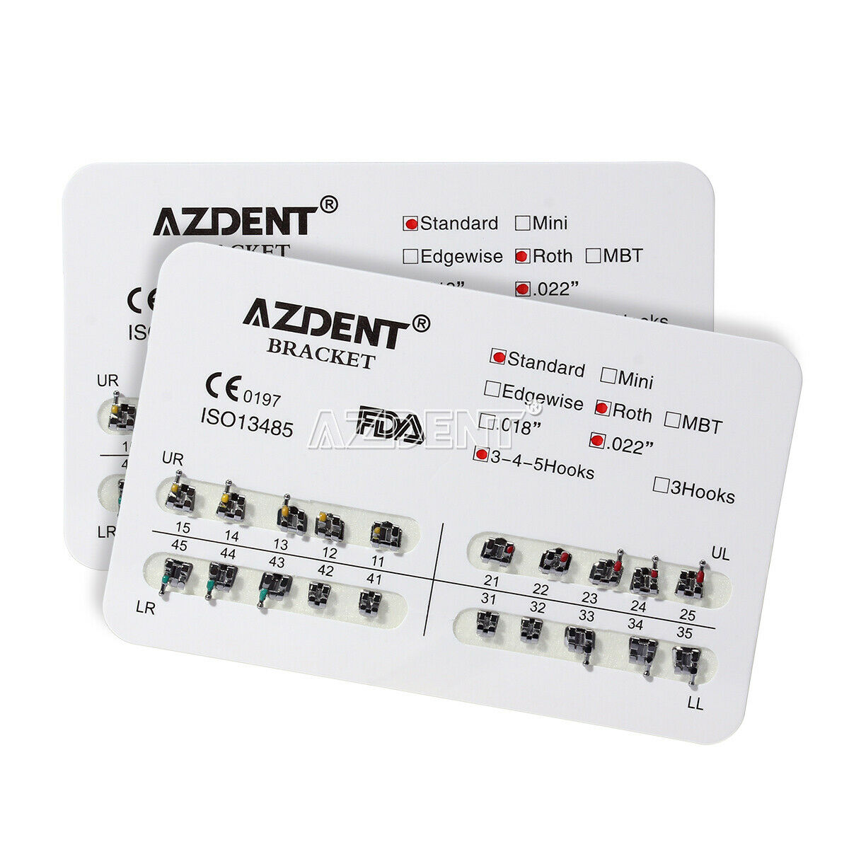 20 X Dental Orthodontic Brackets Standard Roth Slot.022 Hooks 3-4-5 AZDENT