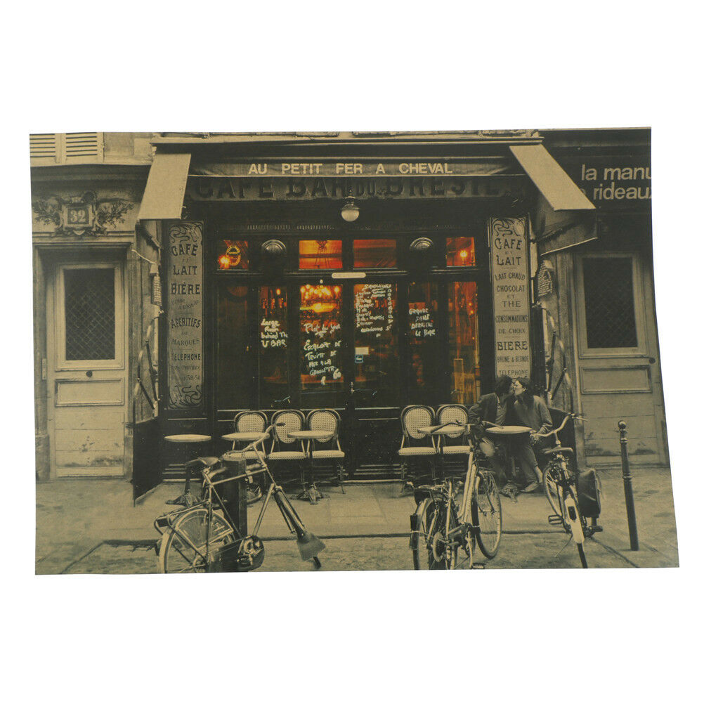 couple paris cafe kraft paper poster customer bedroom background wall sti.l8