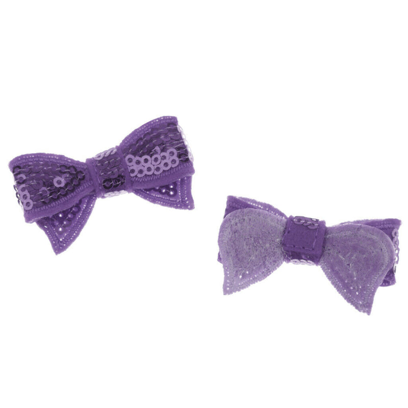 Fabric Sequin Bow Tie Iron-On Bling Baby Kid Cloth DIY Craft Patch Purple