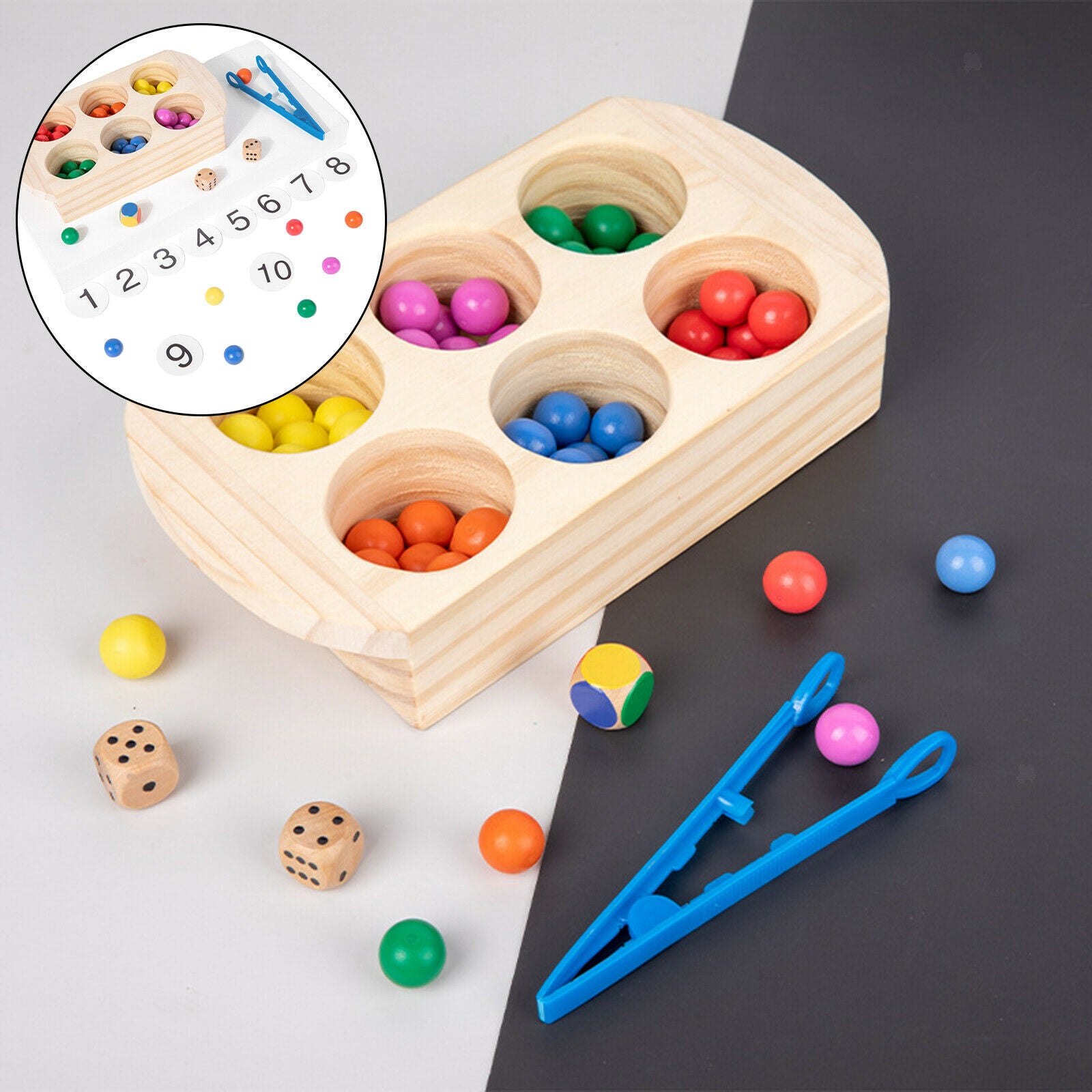 Wooden Counting Bead Montessori Color Matching Early Memory Fun Sensory Toys