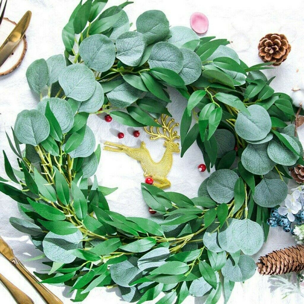 2M Greenery Eucalyptus Leaves Silk Artificial Vine Garland Wedding Xmas Decor
