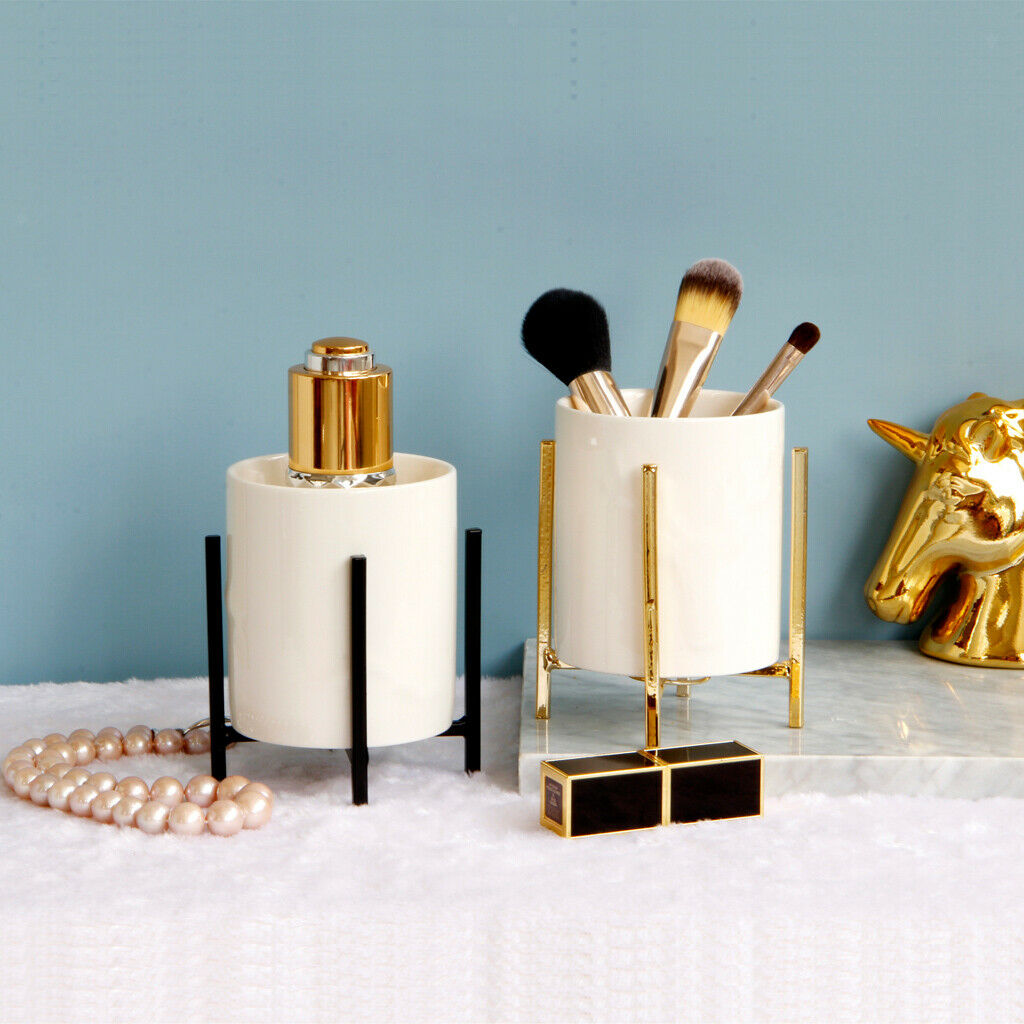 Nordic Style Tabletop Storage Makeup Brush Jewelry Holder w Golden Rack L