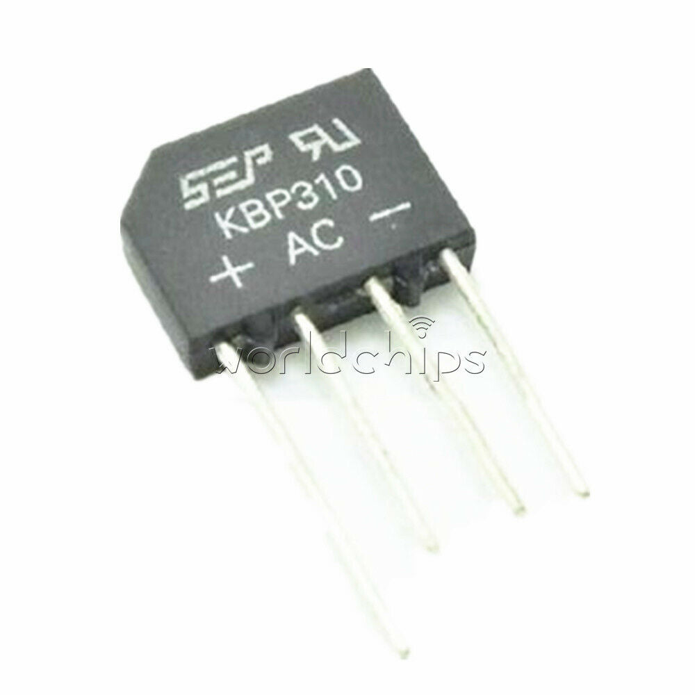 50PCS KBP310 SIP-4 3 Amp Bridge Rectifier 50 to 1000 Volts Replace RS310
