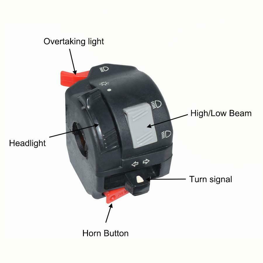 7/8" Motorcycle Handlebar Headlight Fog/Turn Signal Light Switch Control Button