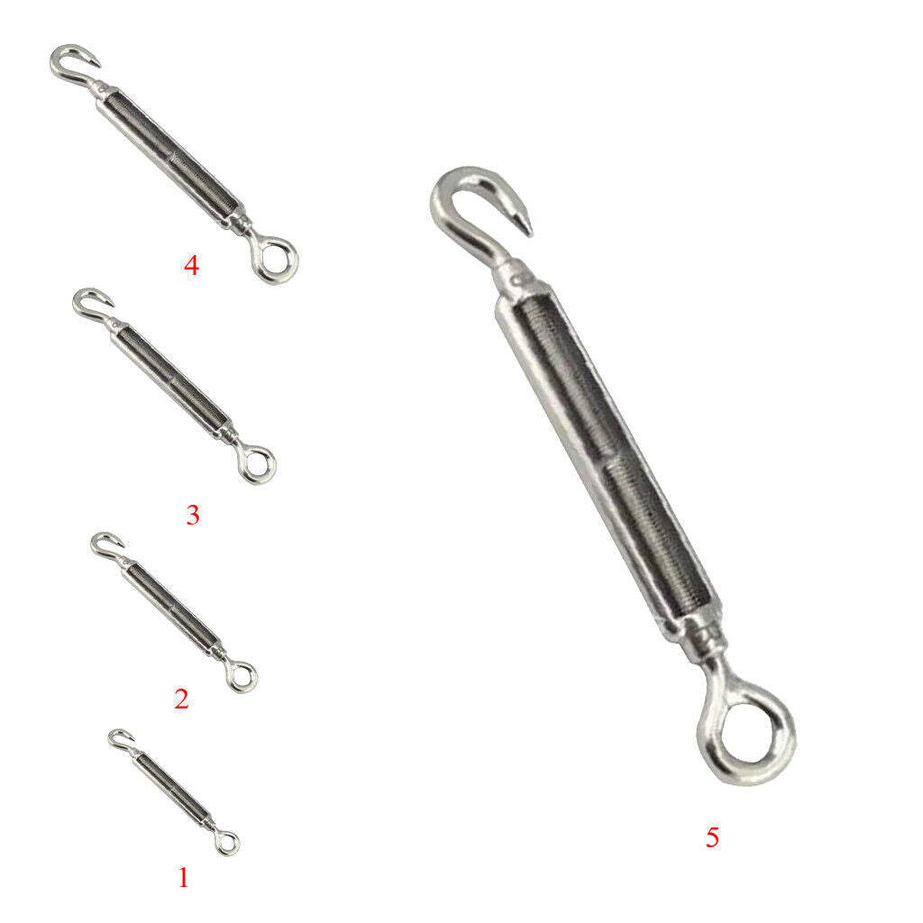 Set of 2 Stainless Steel Hook Eye Turnbuckle Wire Tension Adjusters 97mm