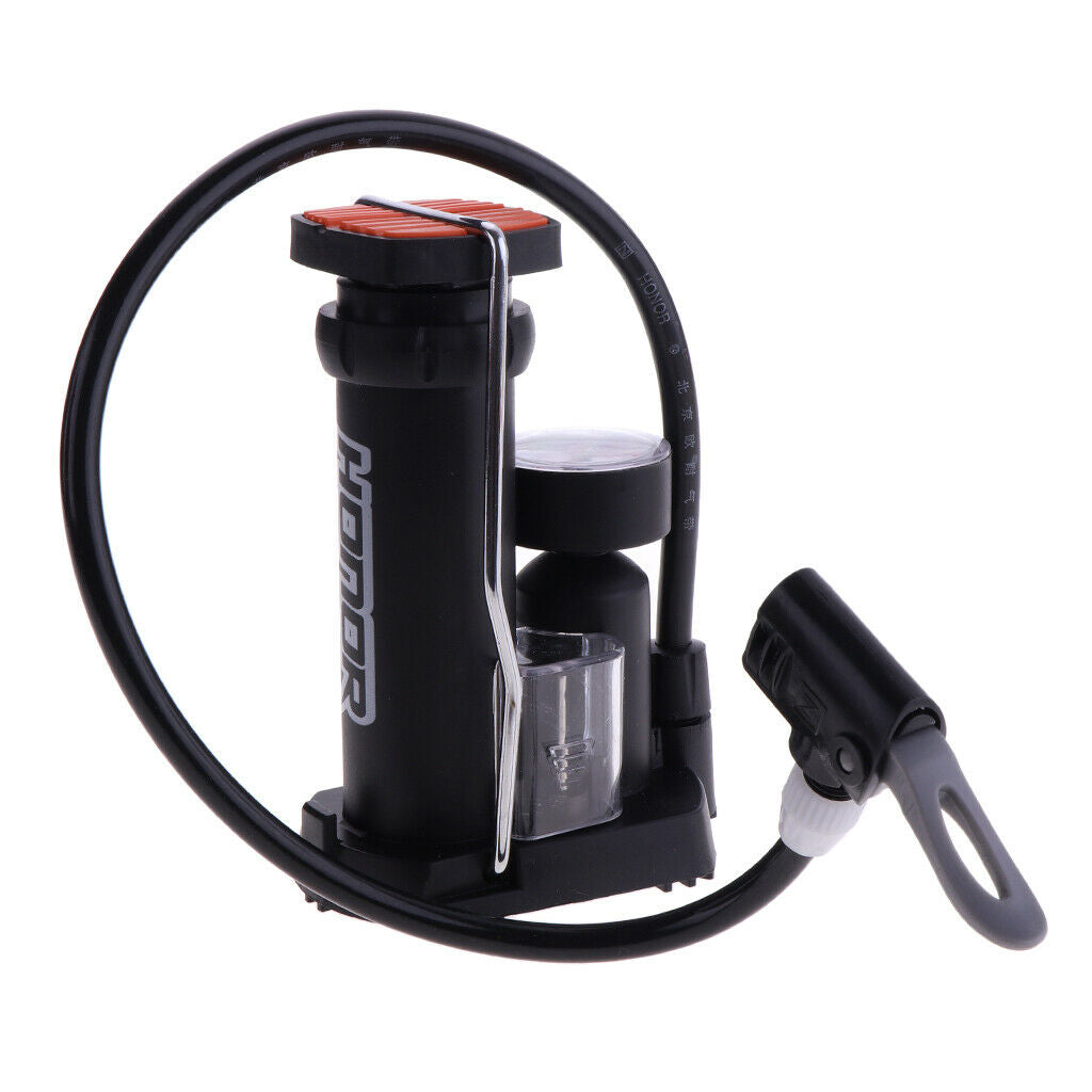 Air Pumper Foot Activated Floor Pump With Gauge Mini Portable Bike Bicycle
