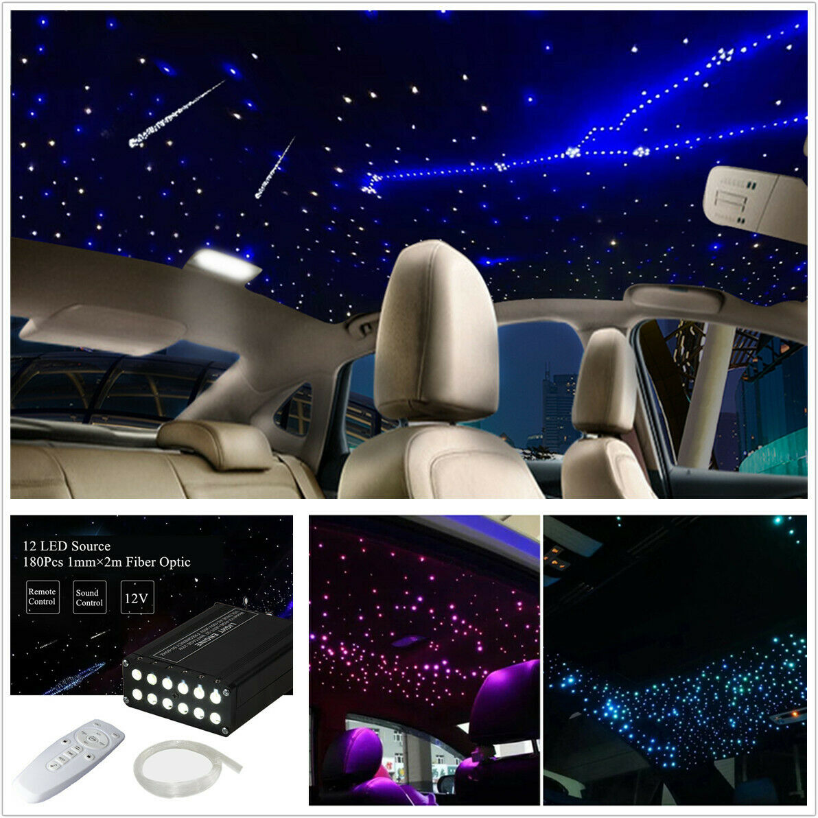 7W Shooting Stars Fiber Optic Source Meteor Light Engine Driver w/ 180Pcs Fibers