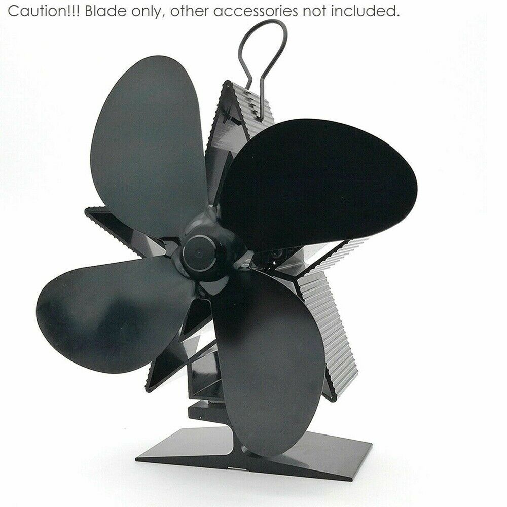 4-Blades Heat Powered Wood Stove Fan Wood Log Burner Eco-Friendly Fireplace Fan