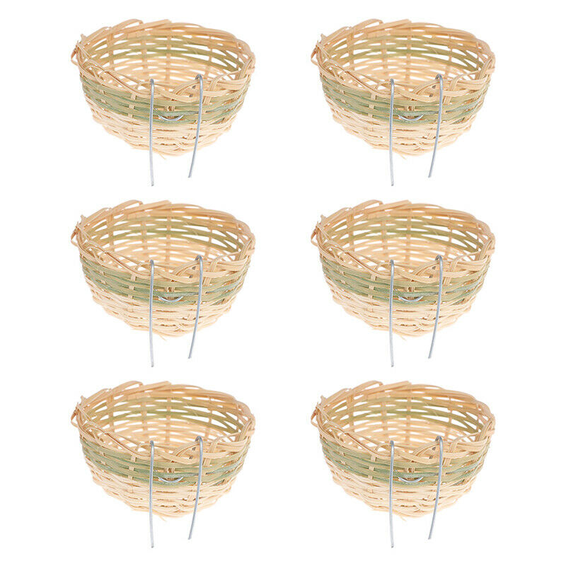 6pcs Handmade Bamboo Bird Breeding Nest Bed for Parakeet Canary Finch Swal L TL