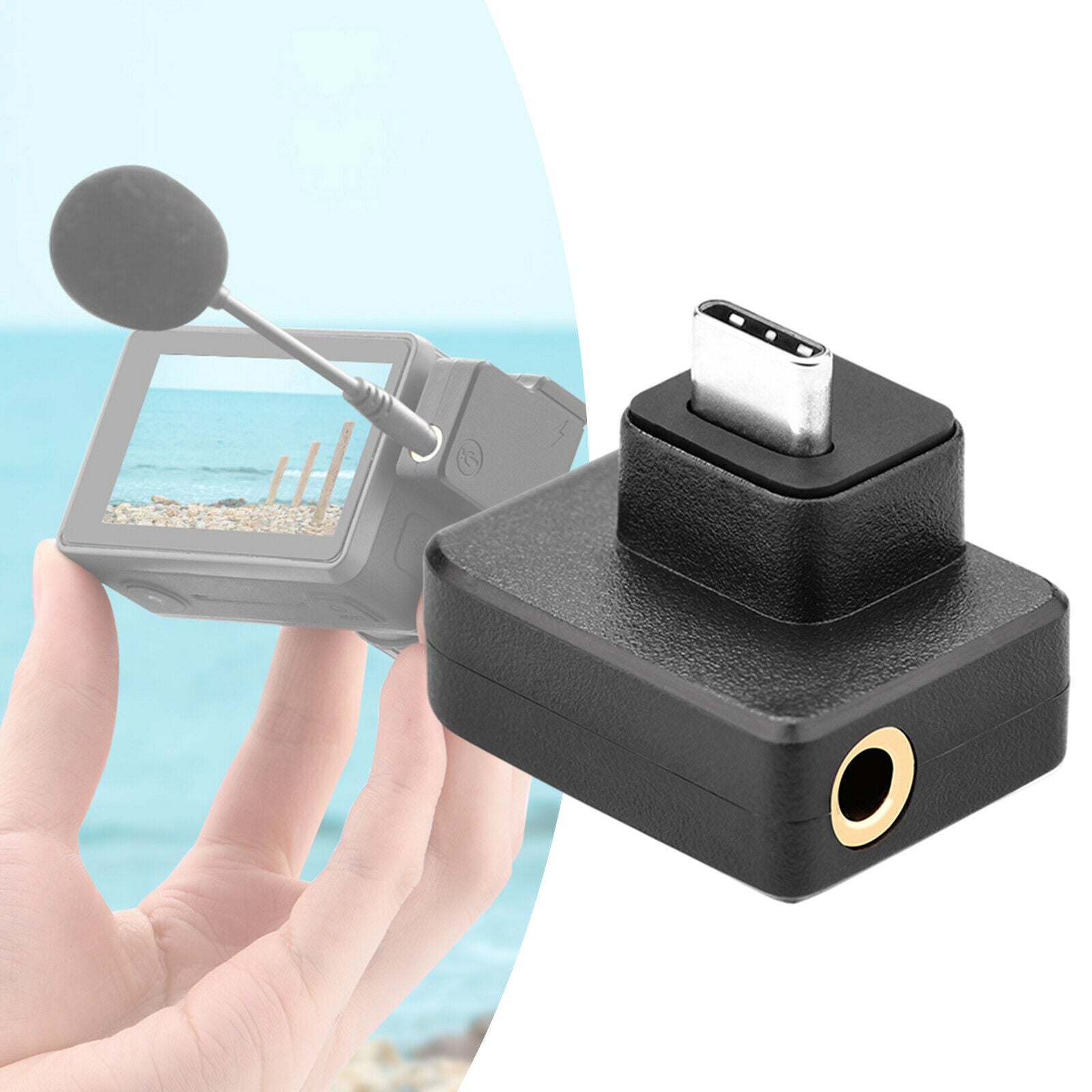 Dual 3.5mm Microphones  Audio Mic&USB-C Adapter for DJI Osmo Action