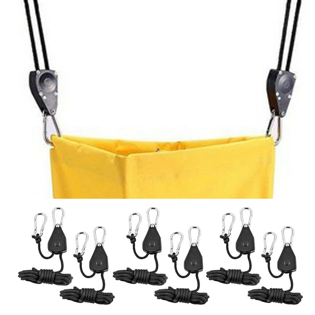 3-Pair Braided Rope Clip Hanger Grow Light Ratchet Hanger 68Kg Capacity