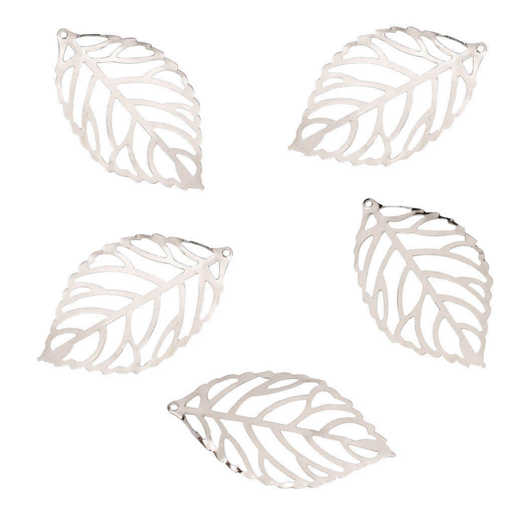 200 Pieces Hollow Filigree Charms Leaf Pendants Jewelry Findings Accessories