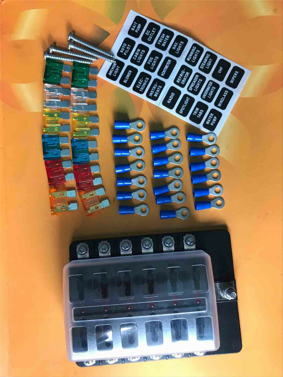 12 Way LED Circuit Standard ATO ATC Blade Fuse Box Block Holder Car Marine Boat