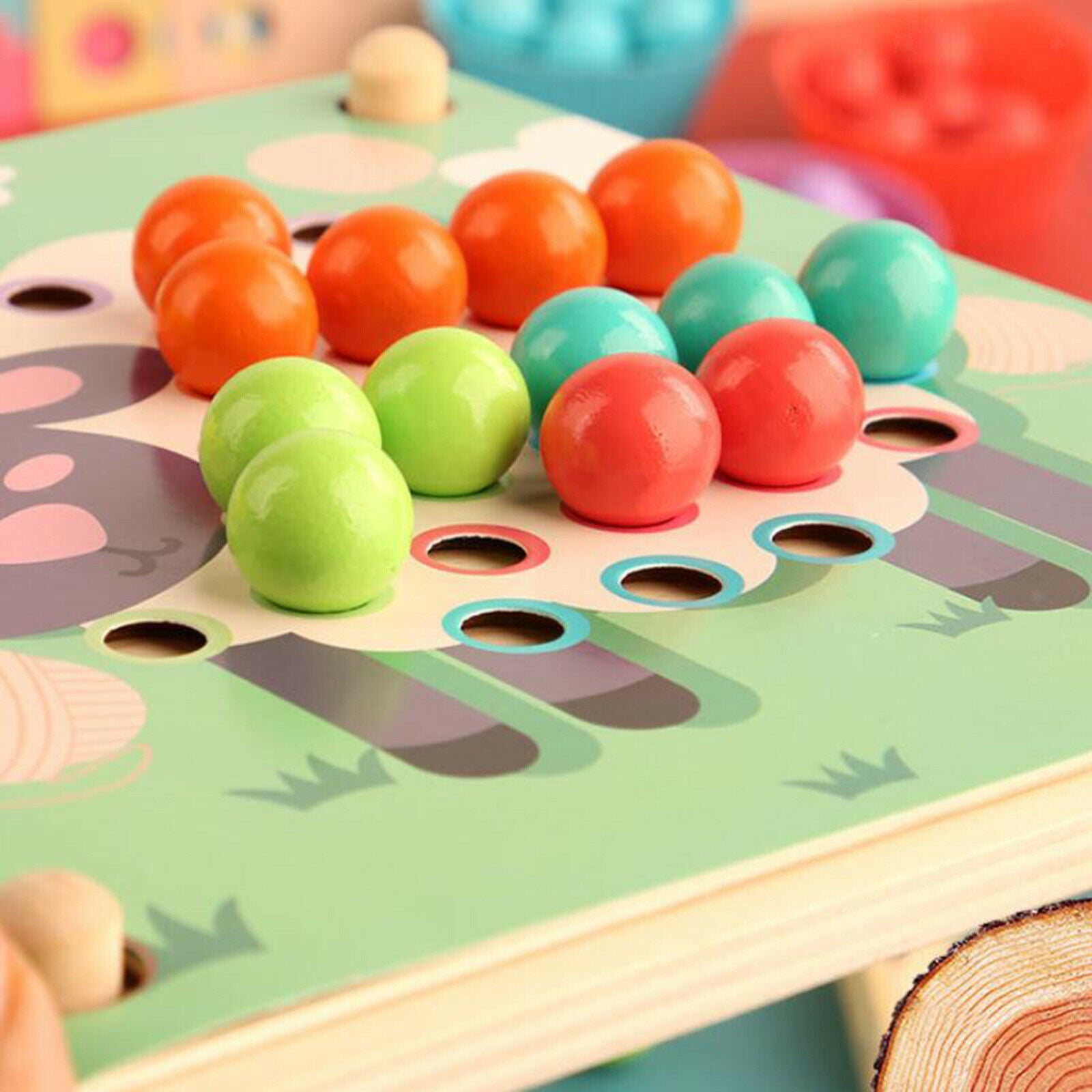1 Set Kids Wood Clip Beads Game Go Games Montessori Memory Toys Board Games