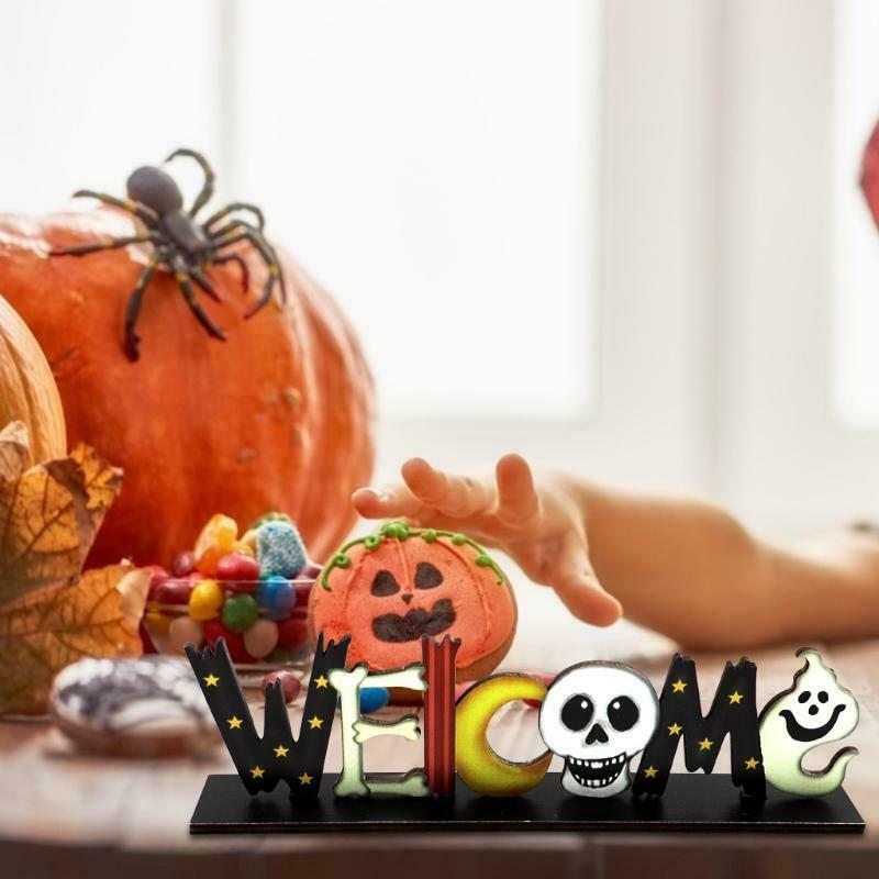 Halloween Element Letters Wooden Desktop Ornaments Creative Decor for Home