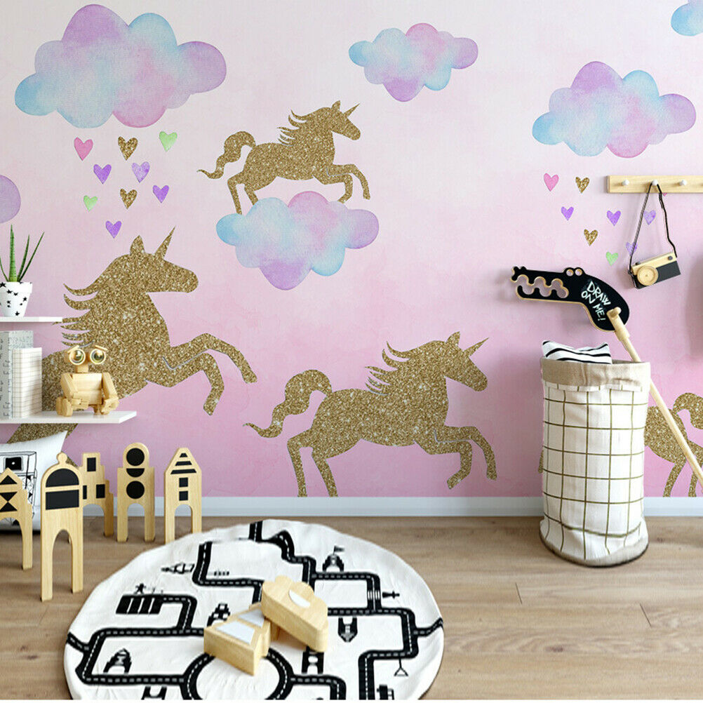 Cartoon Unicorns cloud Horse Wall Stickers for Girls Bedroom Decor Animal.l8
