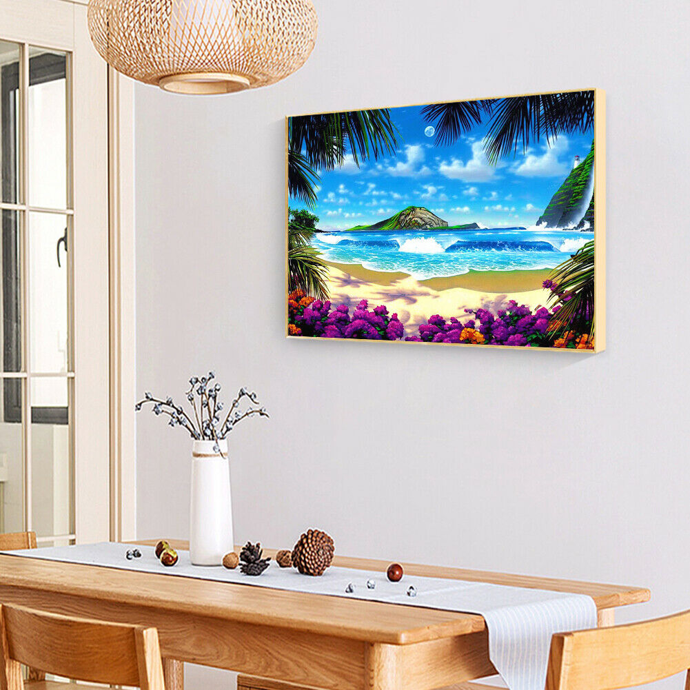 50 X 40cm 5D Rhinestone Full Square Drill DIY Sea Beach Diamond Painting @