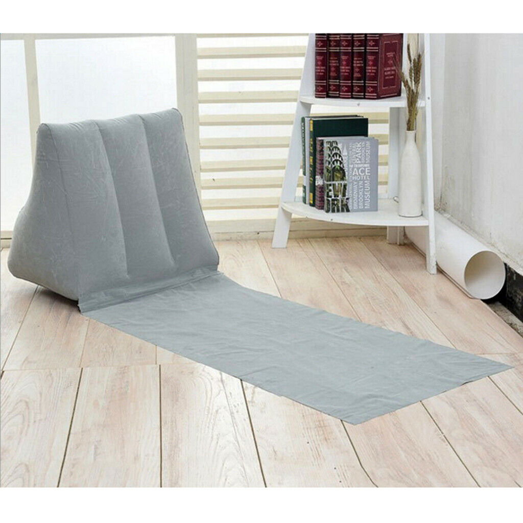 Garden Inflating Beach Camping Lounger Cushion Chair Air Bed Mattress Gray